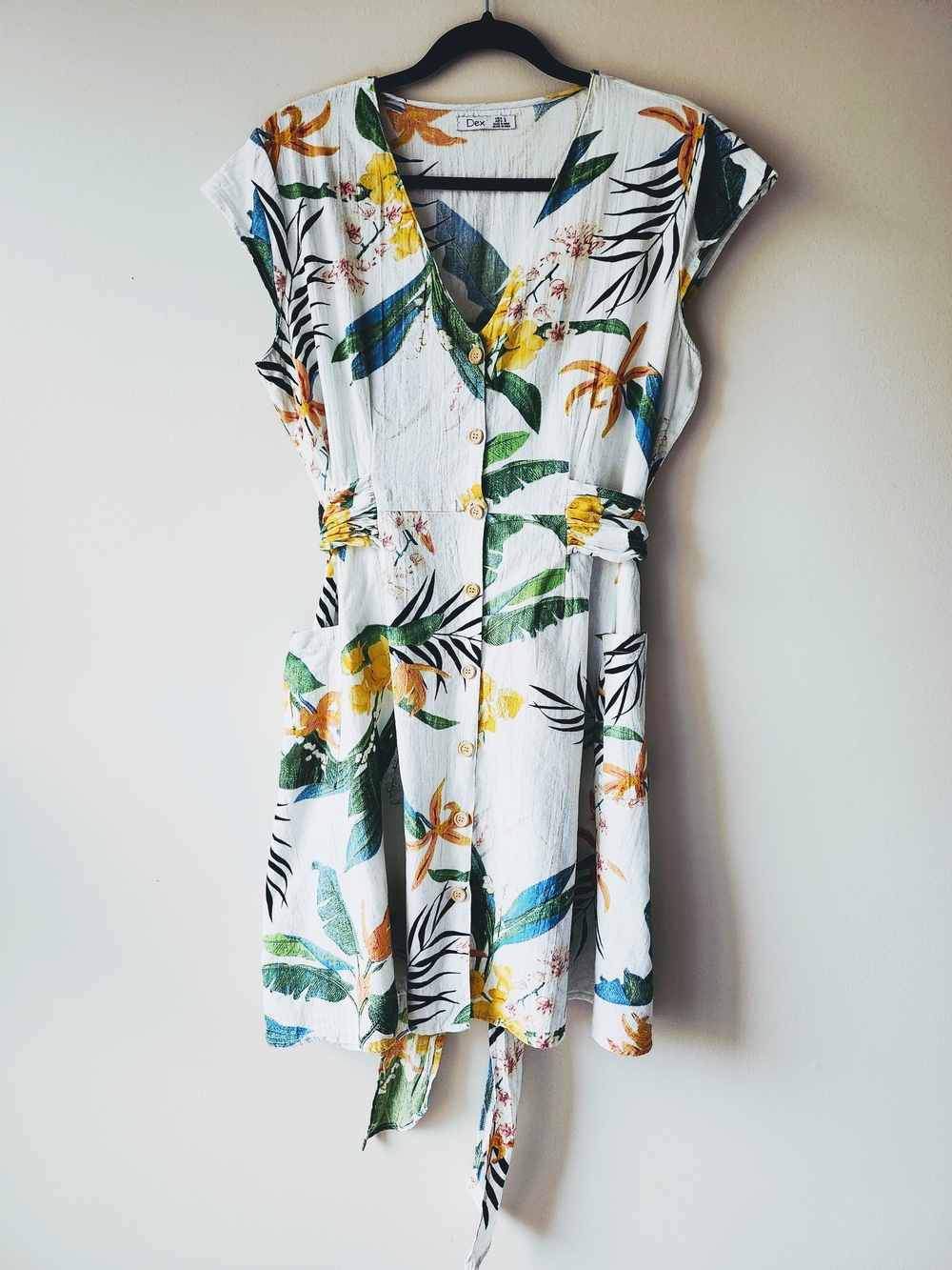 Dex White Tropical Midi Dress
